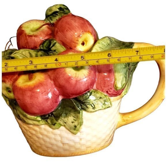 Vintage World Bazar Apple‎ Basketweave Teapot - Picture 7 of 8